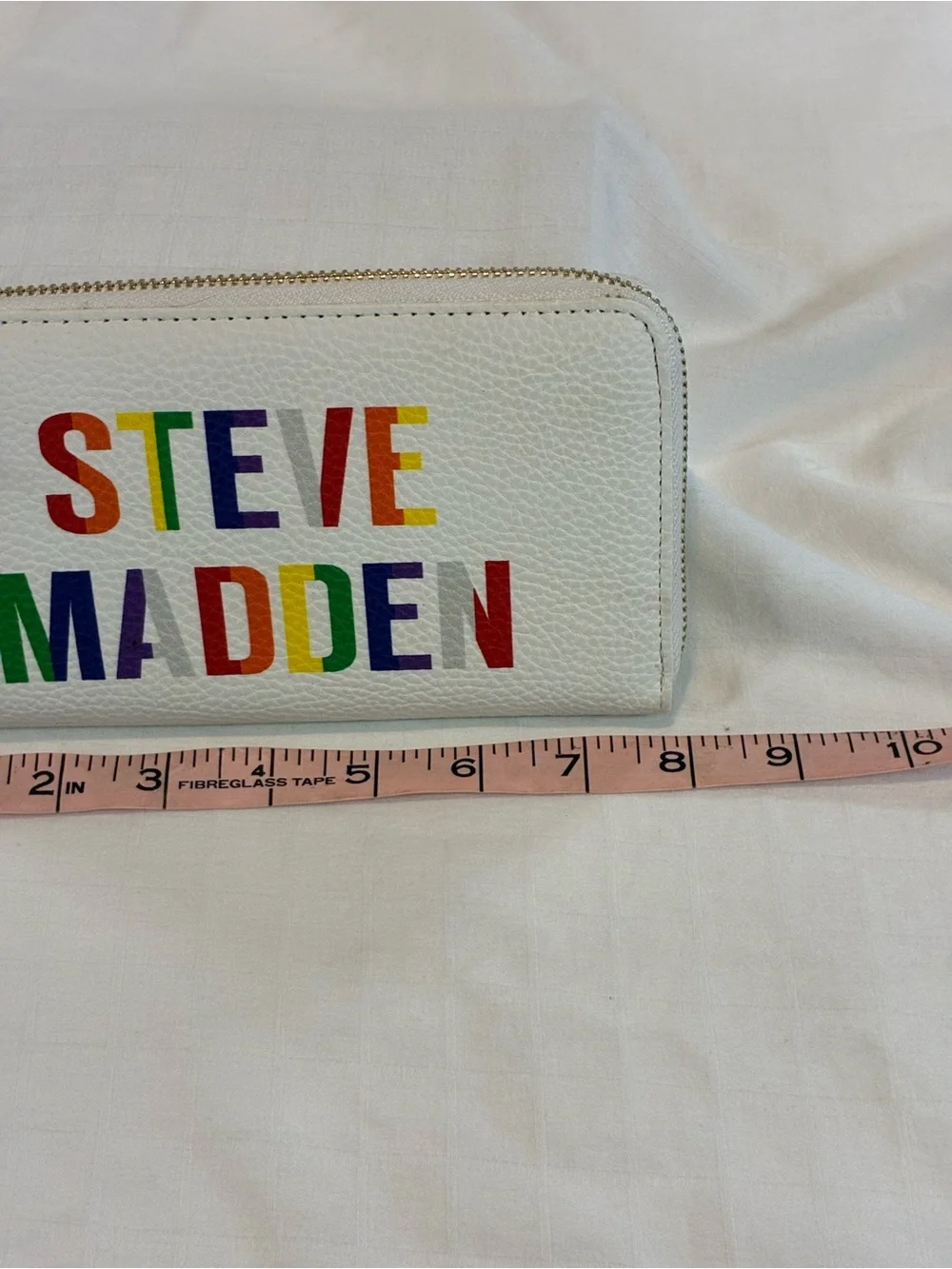 Steve Madden White Wallet with Rainbow Logo